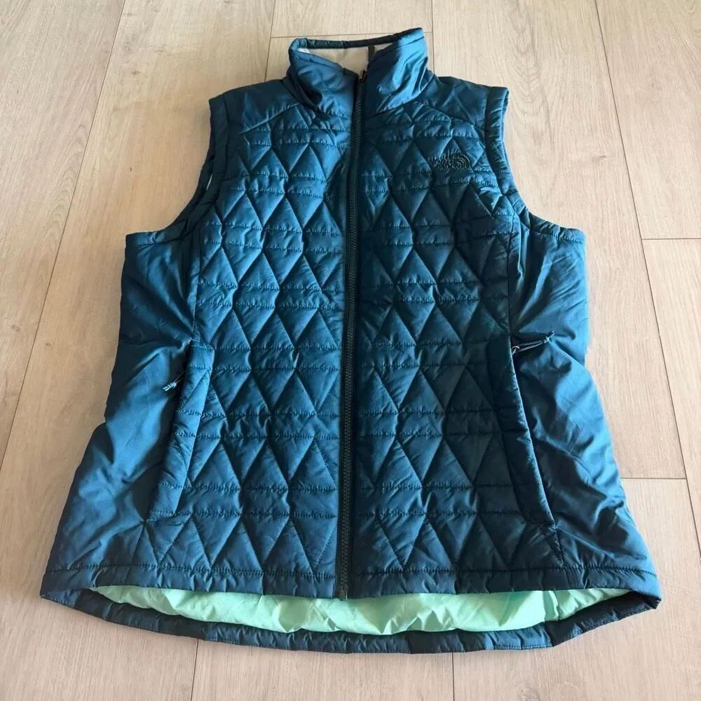 The North Face Womens Tamburello Quilted Insulated Vest Blue Mint size L